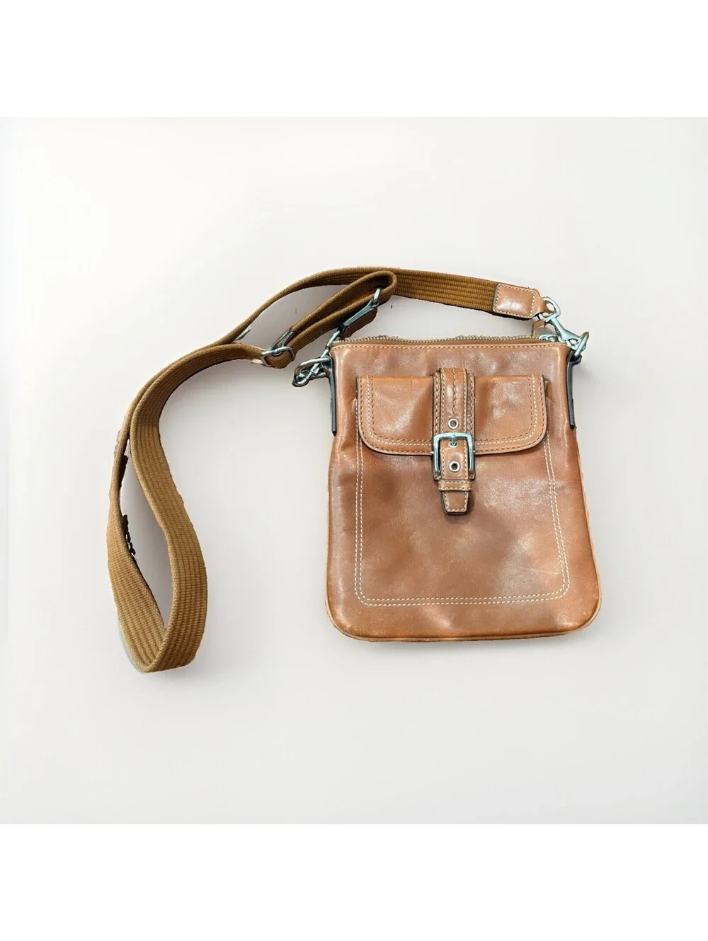 Vintage COACH Designer Leather Swing Pack Brown w/Silver Hardware
